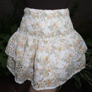 En Saison Floral Layered Ruffle Skirt